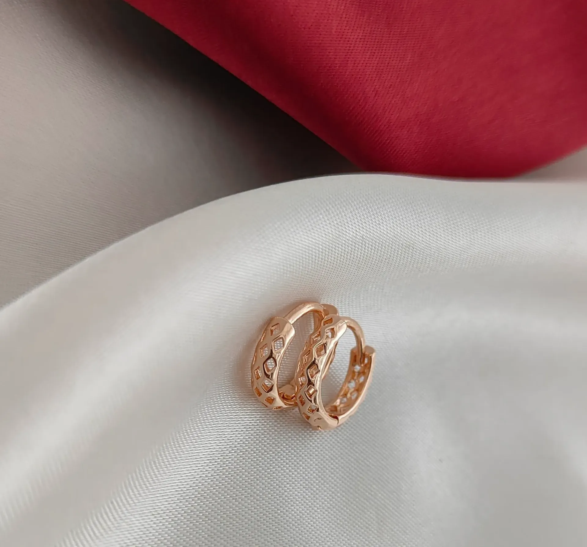 Diamond-Patterned Bali Hoops 3 pairs.