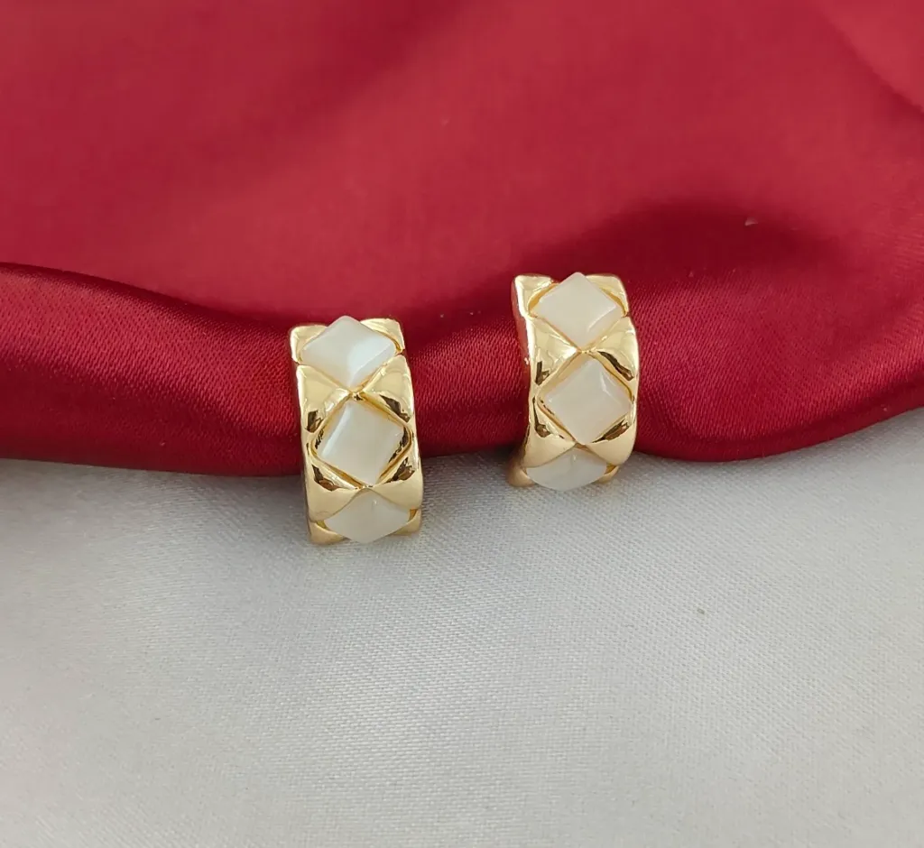 Quilted Huggie Studs