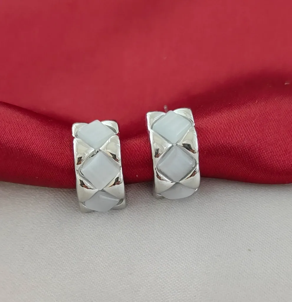 Quilted Huggie Studs