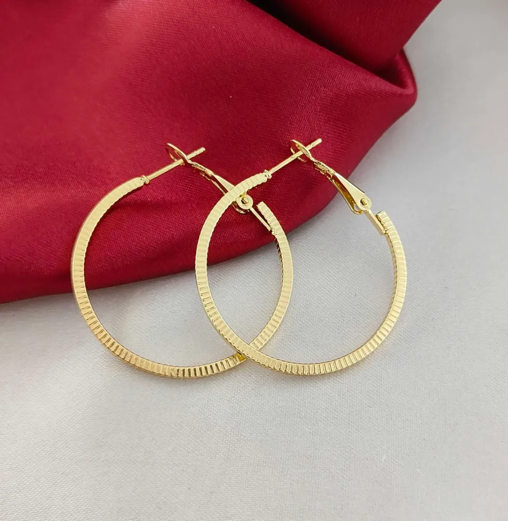 Ribbed Hoop Earrings 3 pairs