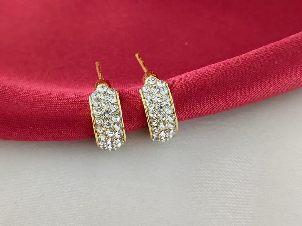 Curved Pave Huggie Earrings