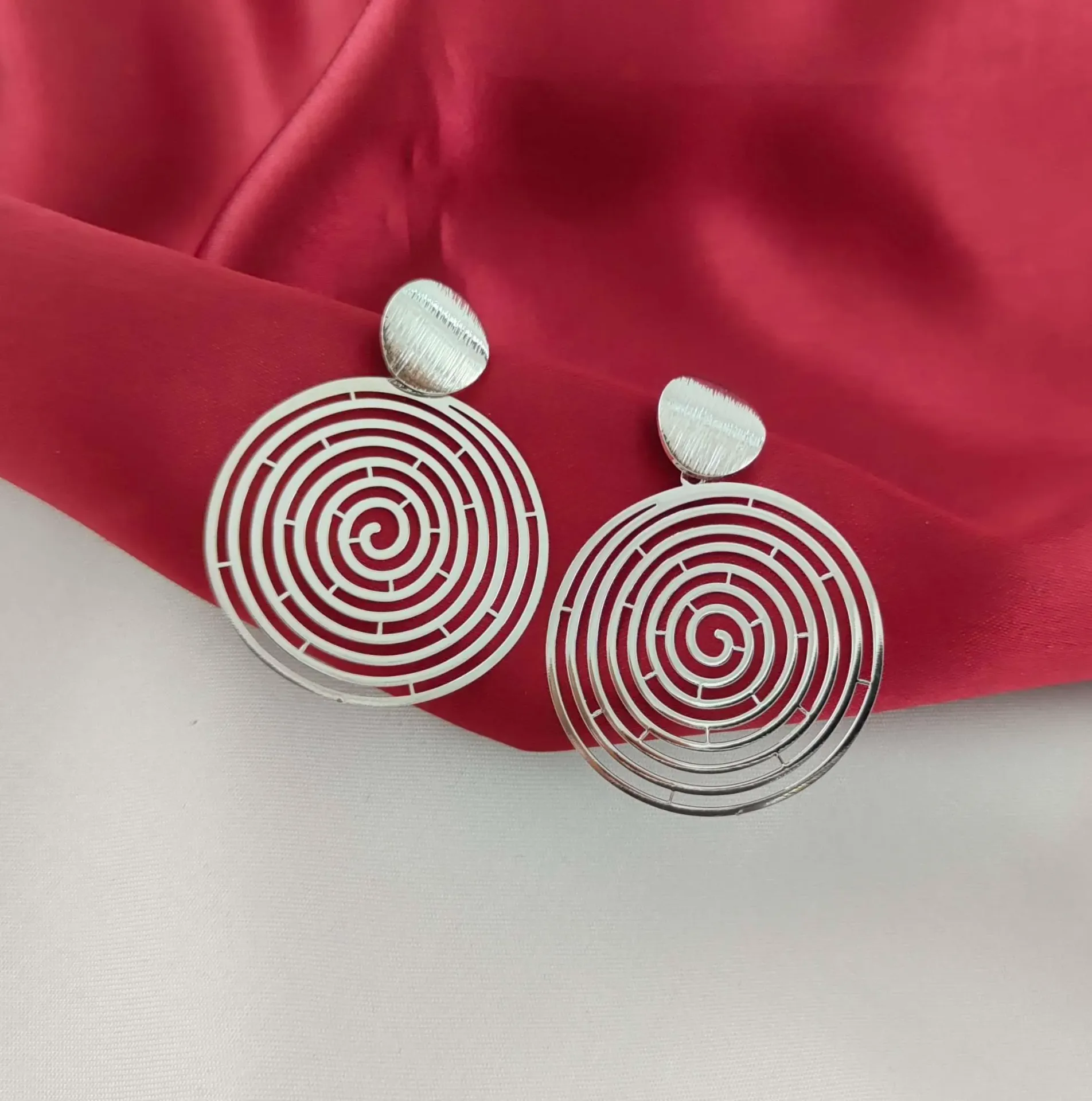 Spiral Geometric Disc Earrings