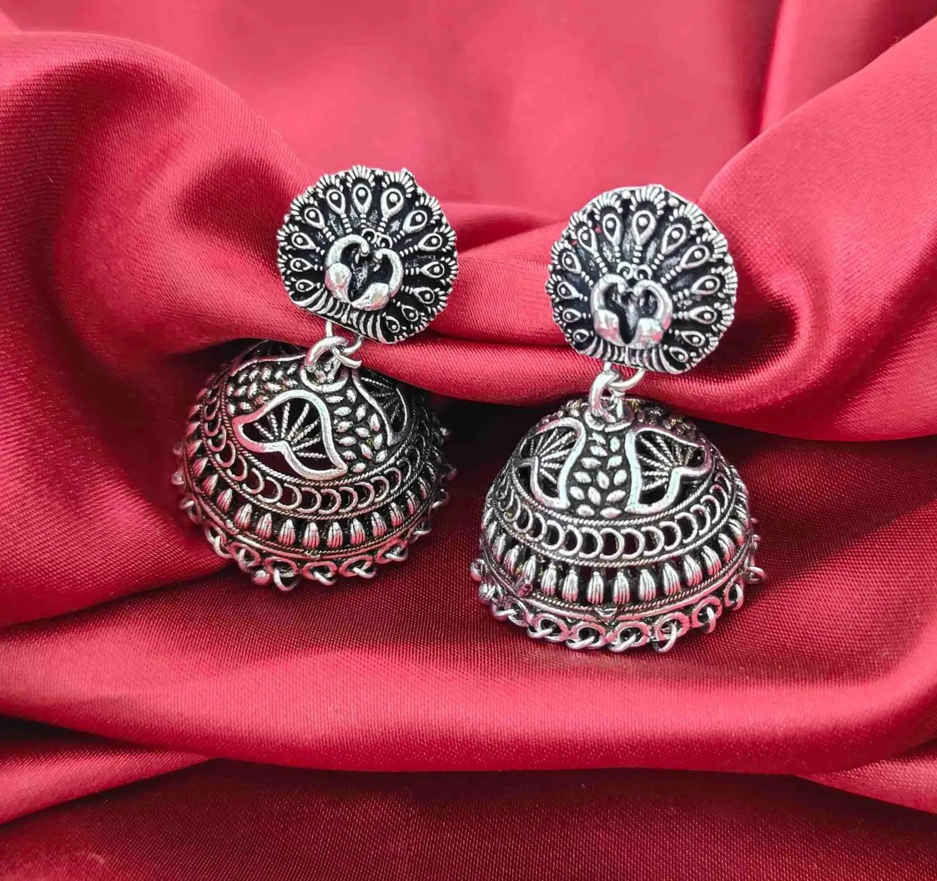 Peacock Motif Jhumkas