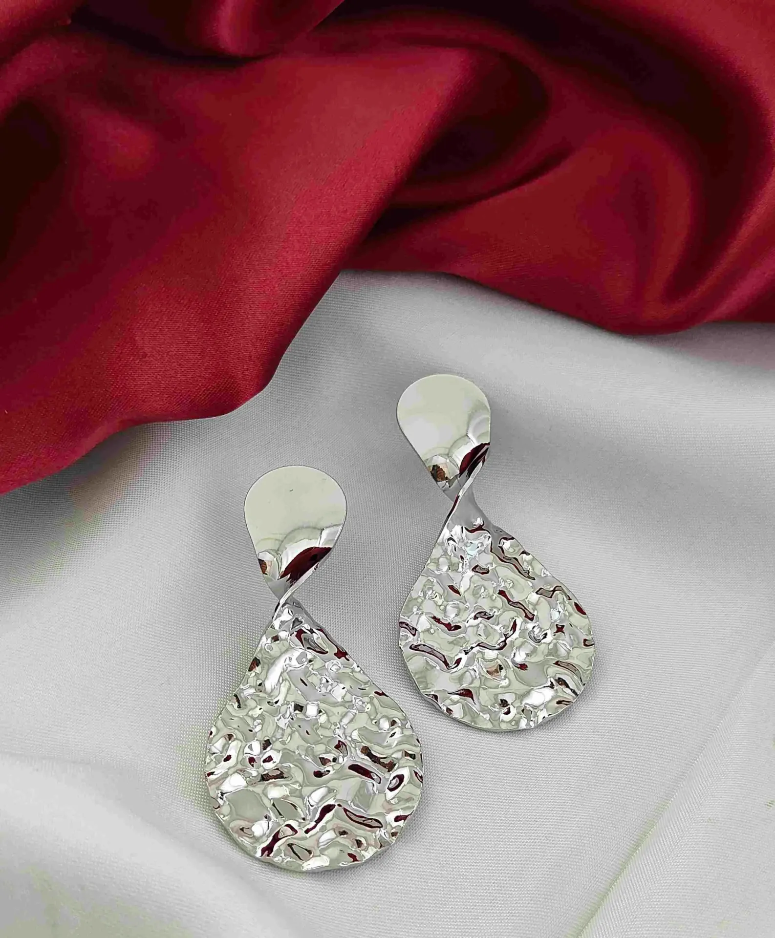 Hammered Teardrop Statement Studs.