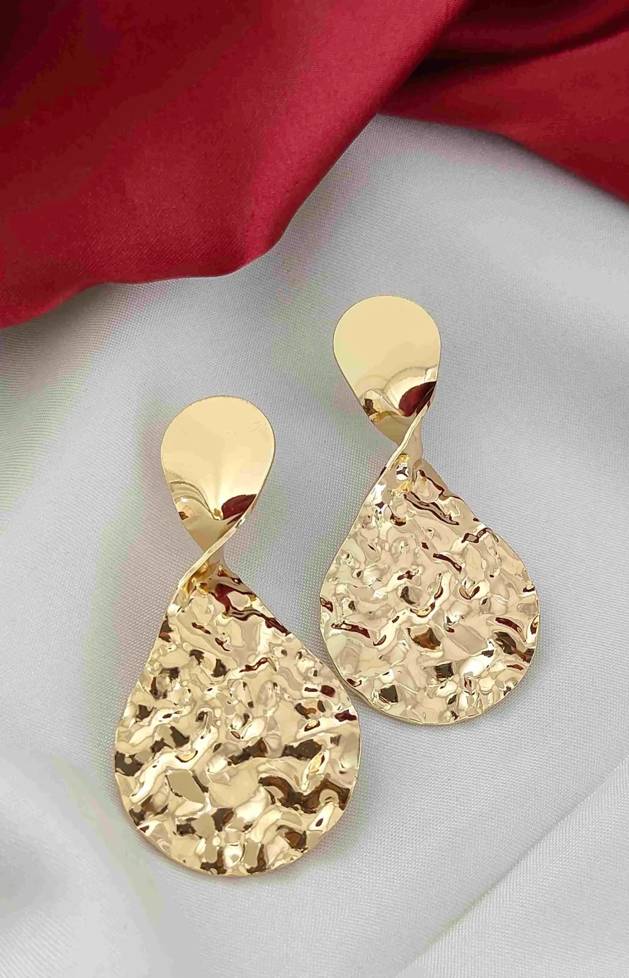 Hammered Teardrop Statement Studs.