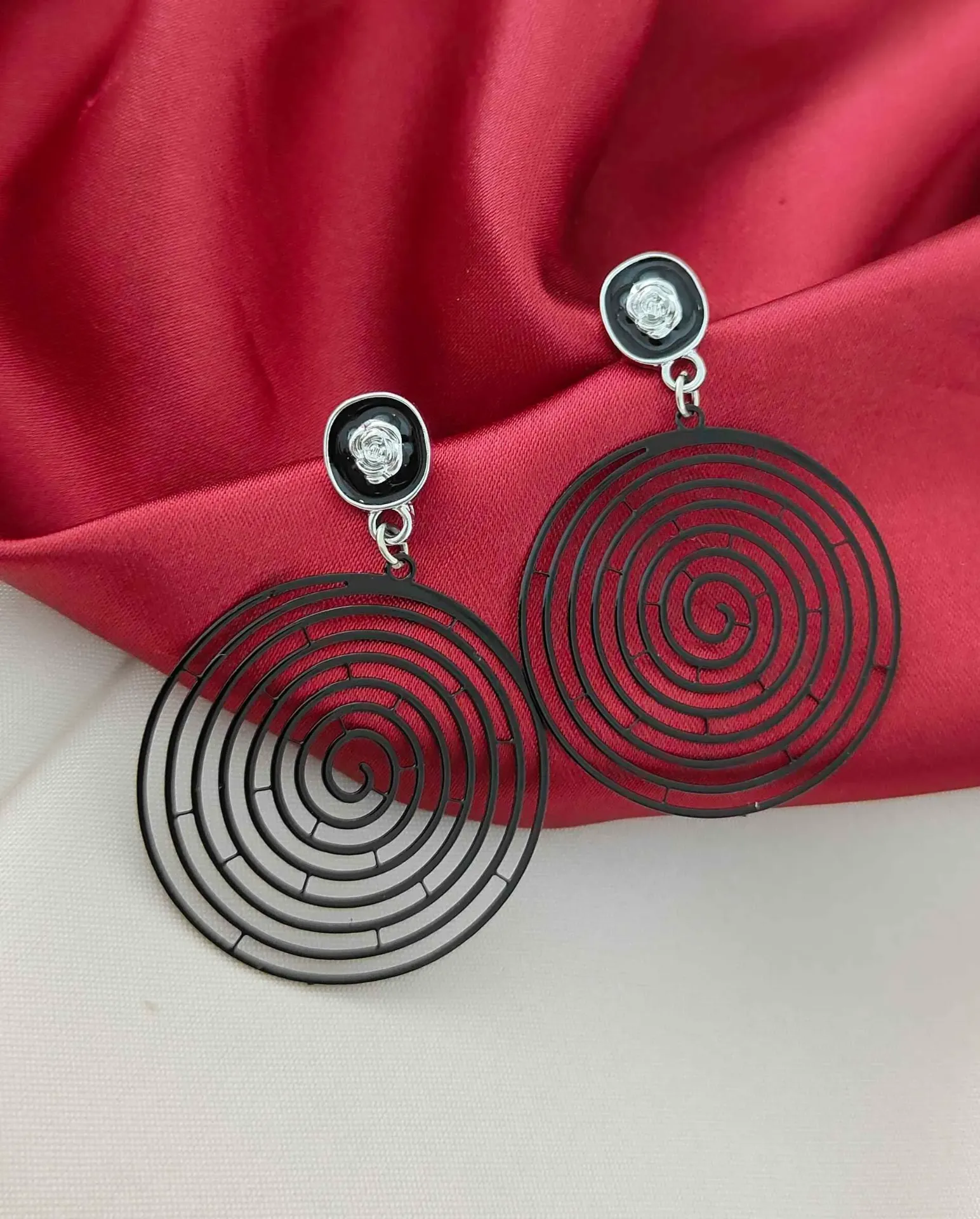 Spiral Coil Dangle Earrings.