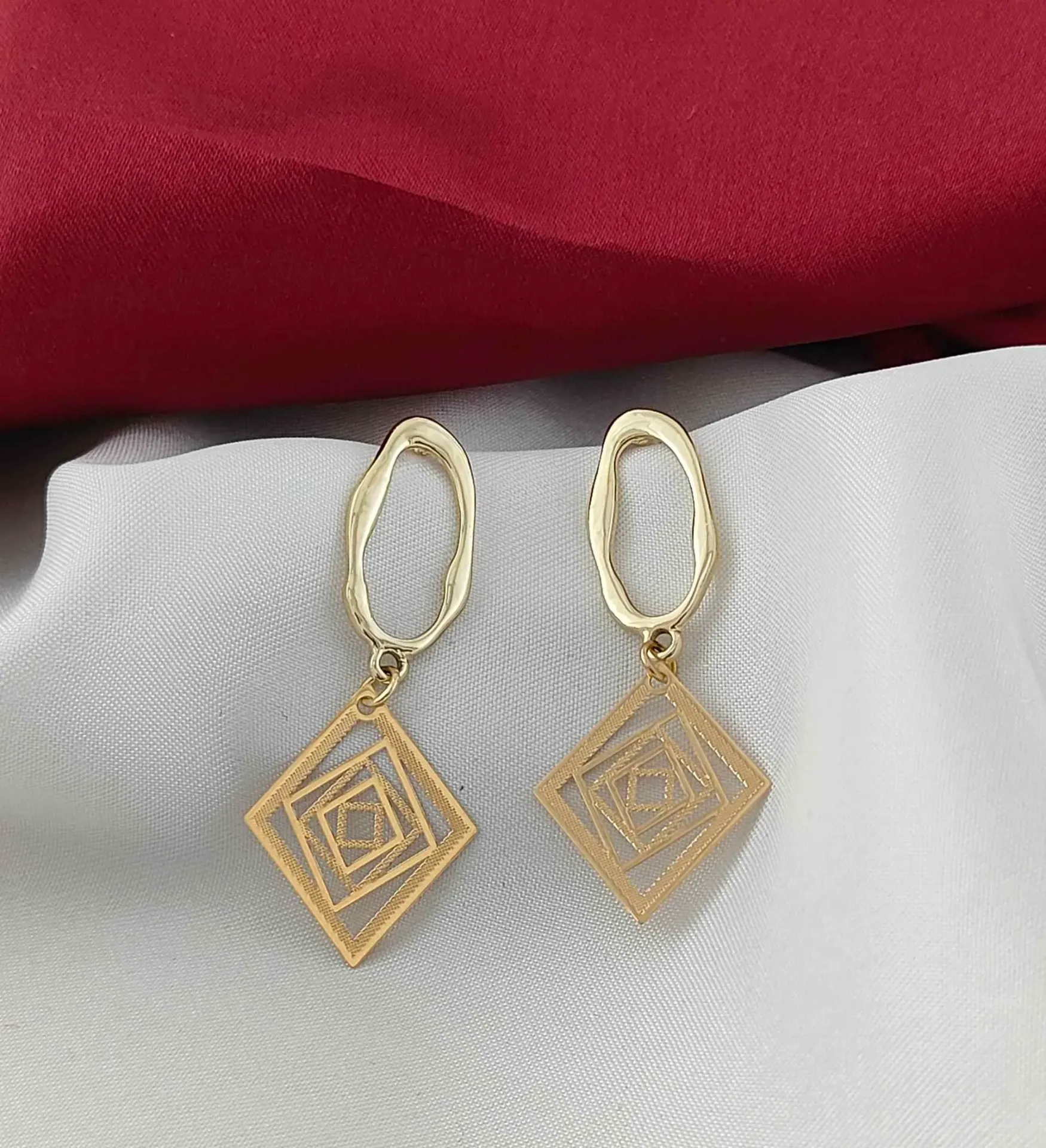Geometric Rhombus Dangle Earrings