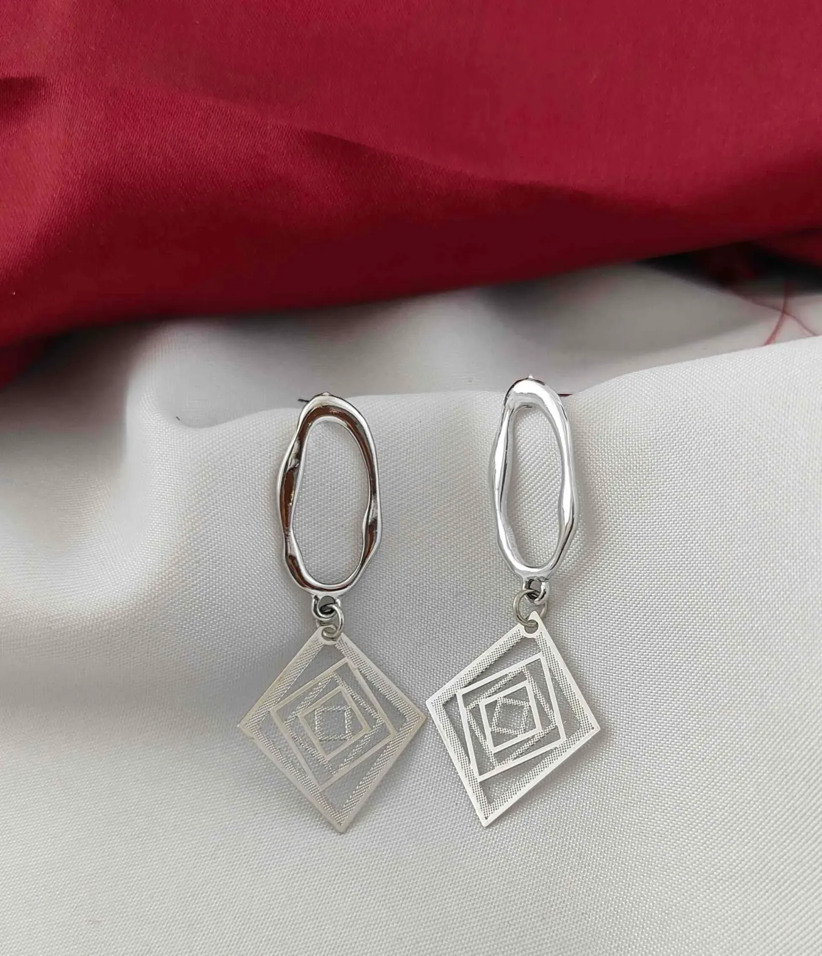 Geometric Rhombus Dangle Earrings