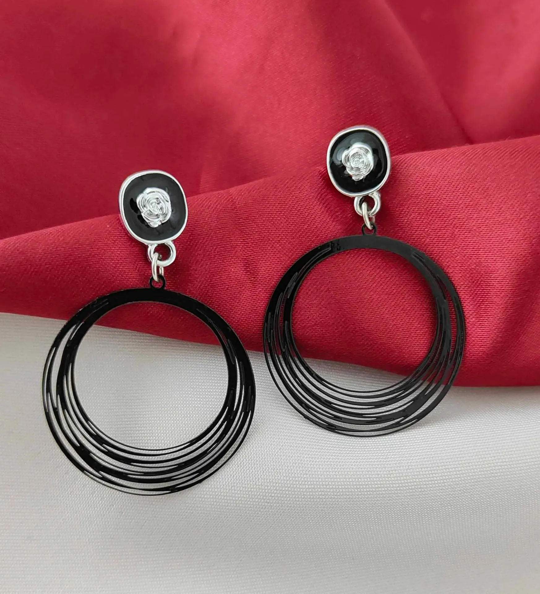 Multi-Orbit Ring Drop Earrings.